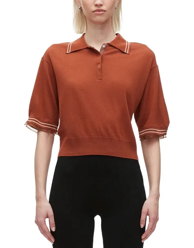Wool Cropped Polo Sweater