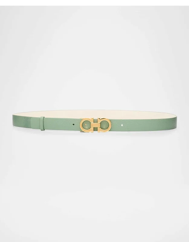 Gancini Reversible Leather Belt With Gold-tone Buckle