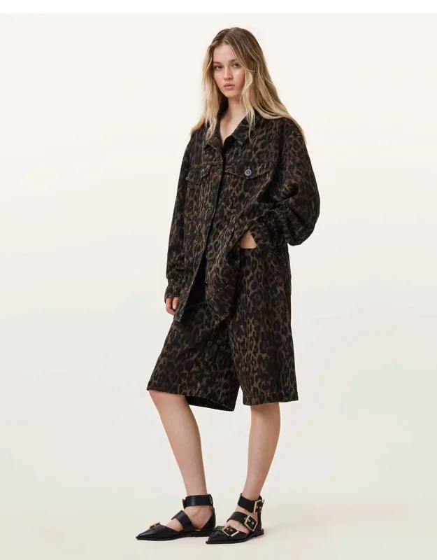 Louie Leopard Print Long Shorts