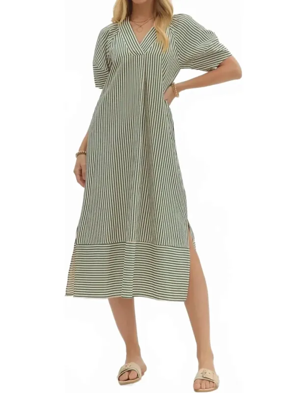 Seersucker Midi Dress