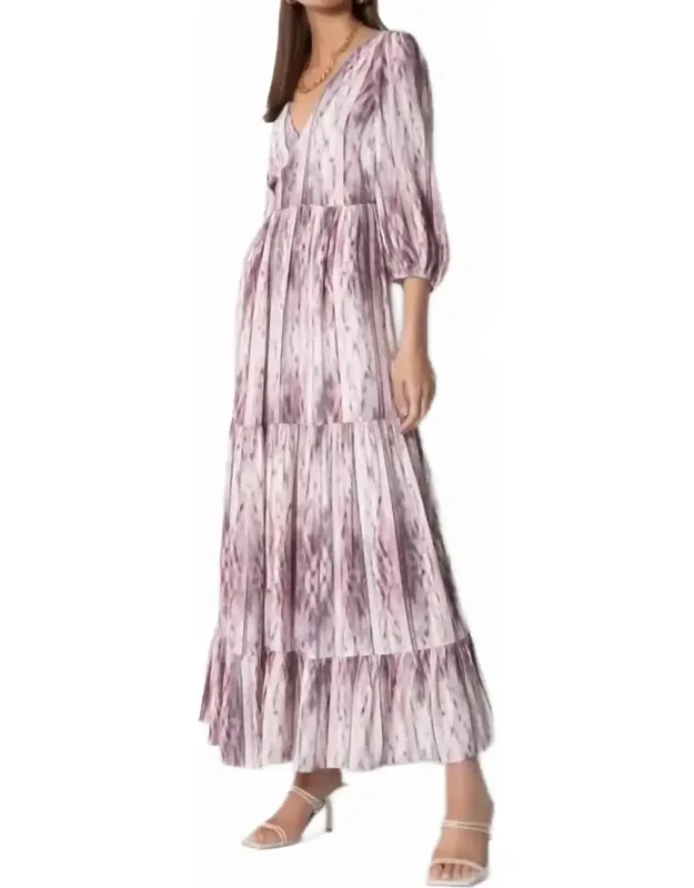Emme Maxi Dress With Three-quarter Sleeves And Open Back