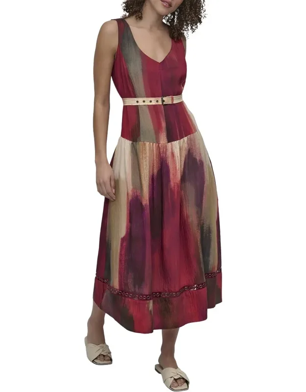 V-neck Belted Dress