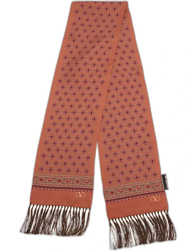 Silk Fringe Medallion Scarf
