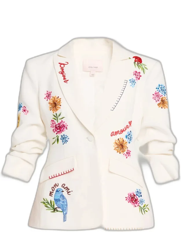 Embroidered Vine Blazer