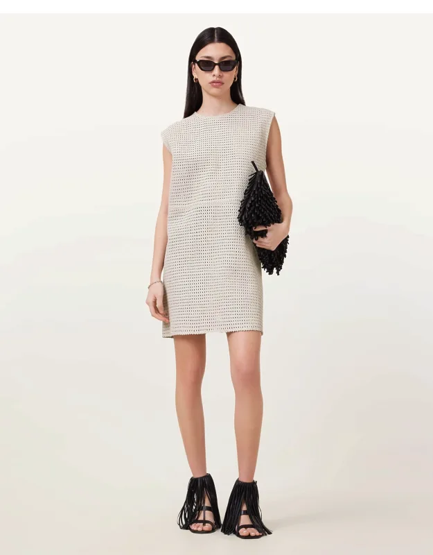 Woven Leather Mini Dress