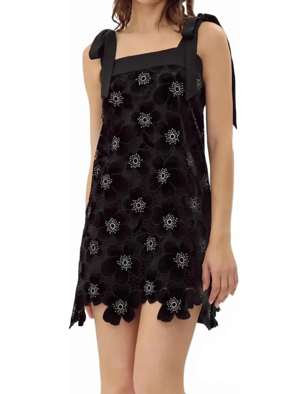 Jolene Crochet Velvet Mini Dress