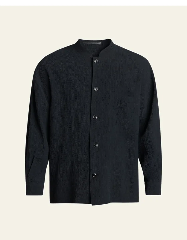 Seersucker Band-collar Guru Shirt