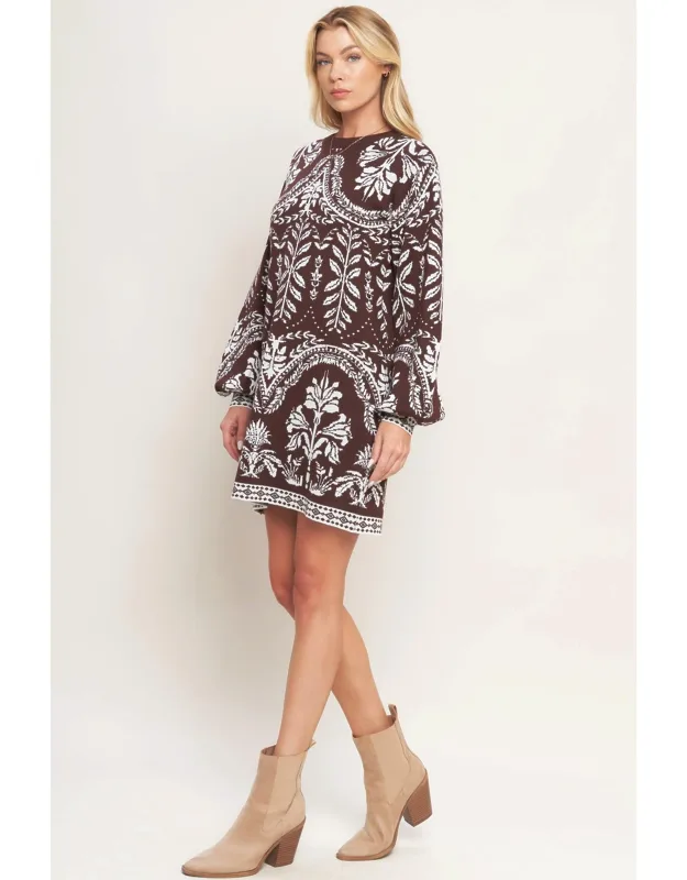 Tapestry Sweater Knit Mini Dress
