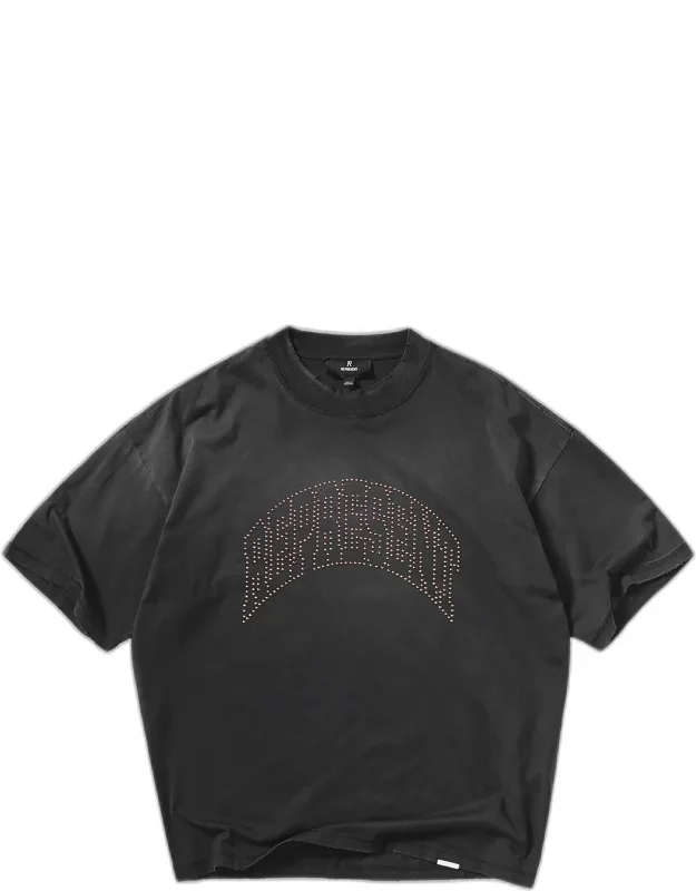 Embellished Logo Stained Cotton T-shirt