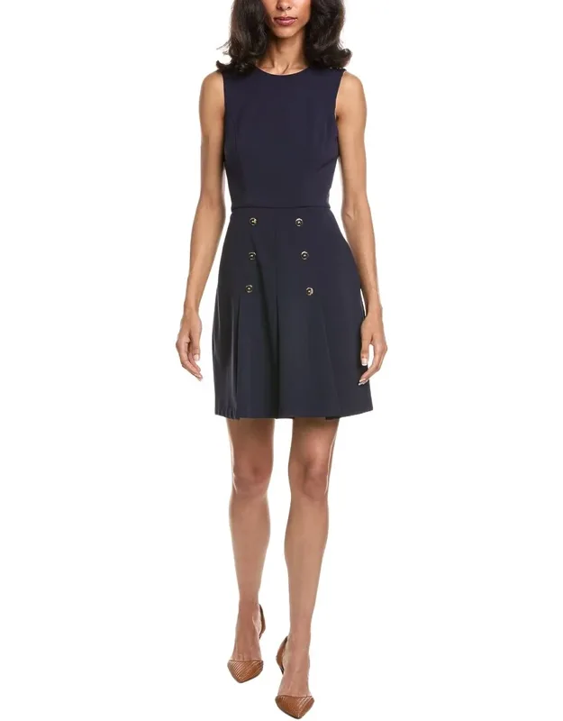 Tahari Asl Mini Dress With Gold-tone Hardware Accents And Center Back Zip