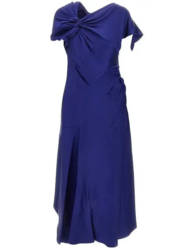 Crepe Back Satin Asymmetrical Midi Dress