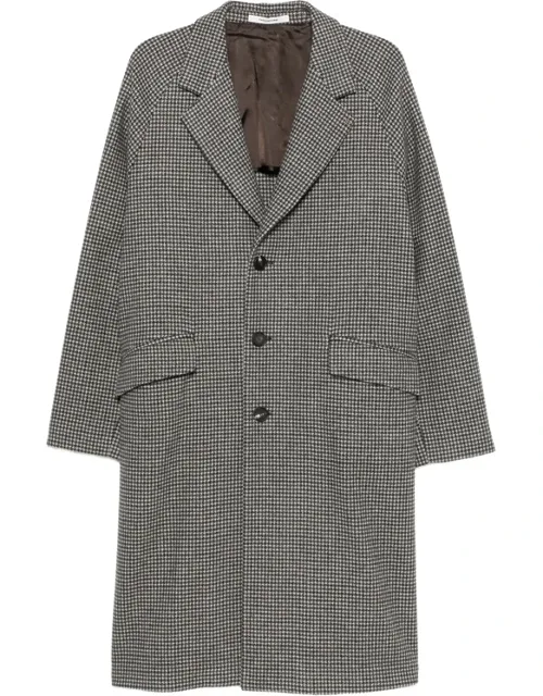 Houndstooth-pattern Single-breasted Coat