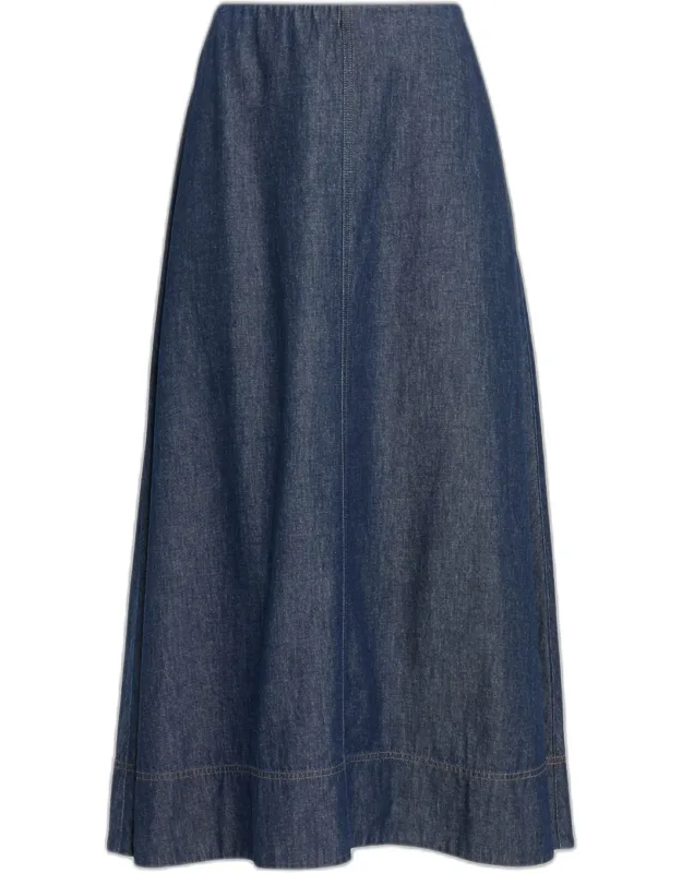 Organic Cotton Denim Midi Skirt