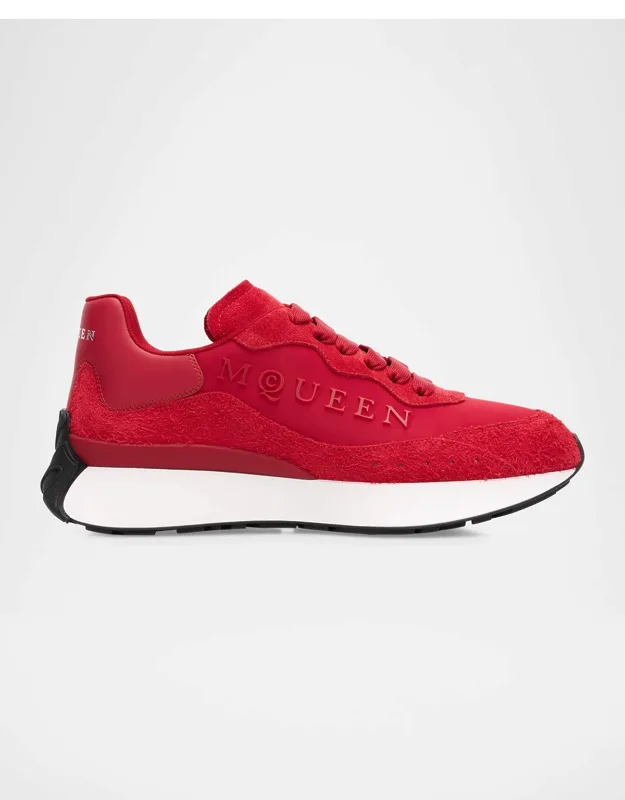 Brushed Suede And Textile Runner Sneakers