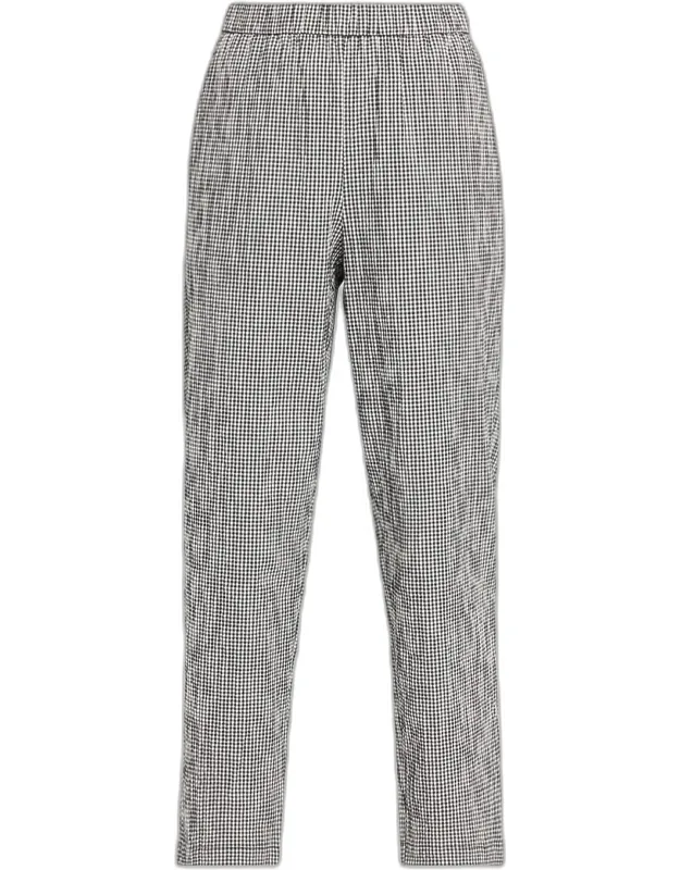 Tapered Organic Cotton Check Ankle Pants