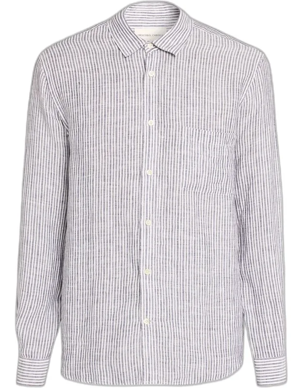 Telles Linen Stripe Button-down Shirt