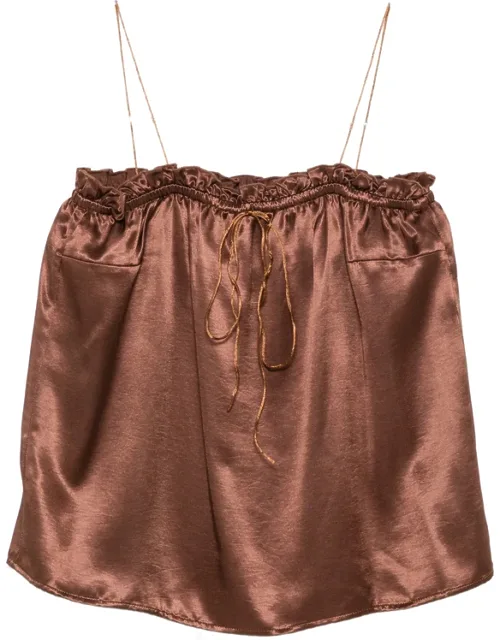 Ruffled-trim Spaghetti-strap Top