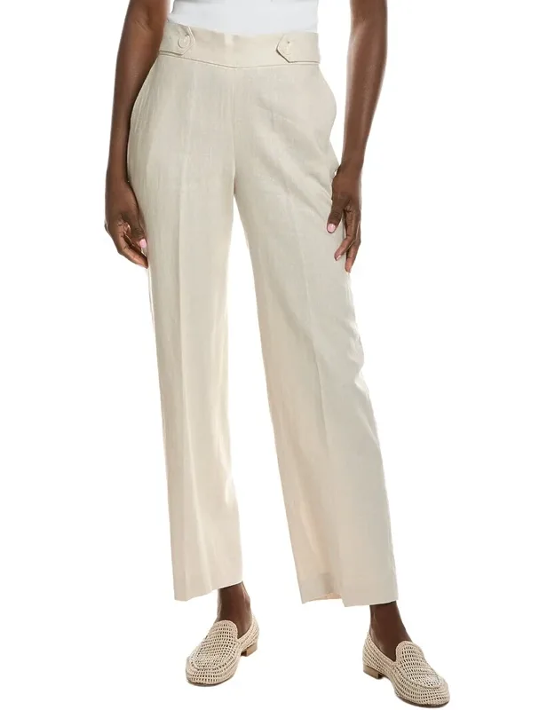 High Rise Linen-blend Wide Leg Pants