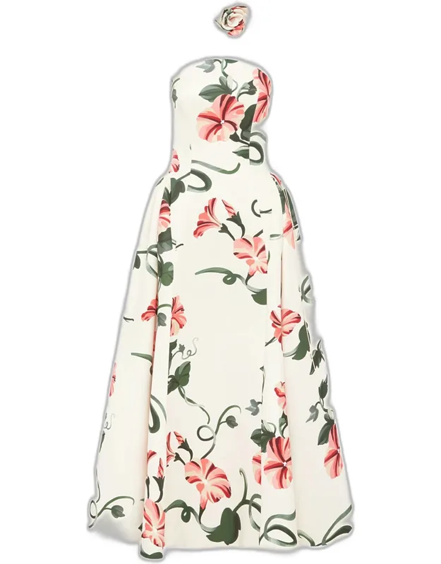 Strapless Bustier Maxi Dress With Neck Tie