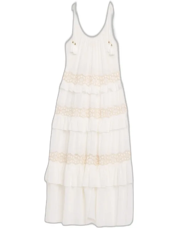 Embroidered Tiered Maxi Dress Coverup