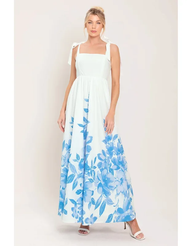 Cloud Blossom Woven Maxi Dress