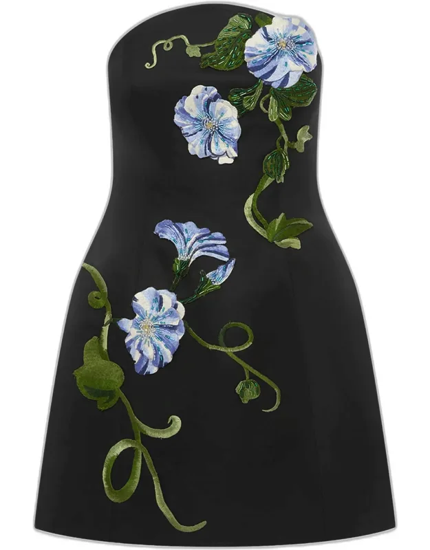Zaria Applique Floral Strapless Bustier Mini Dress
