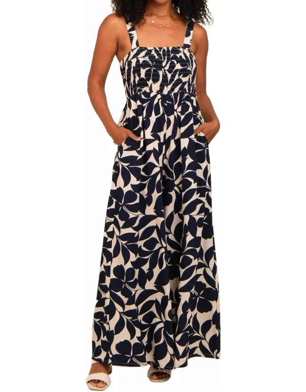 Floral Smocked Bodice Jumpsuit