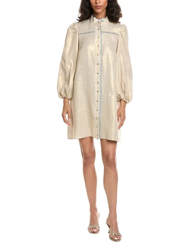 Scalloped Linen Shift Dress