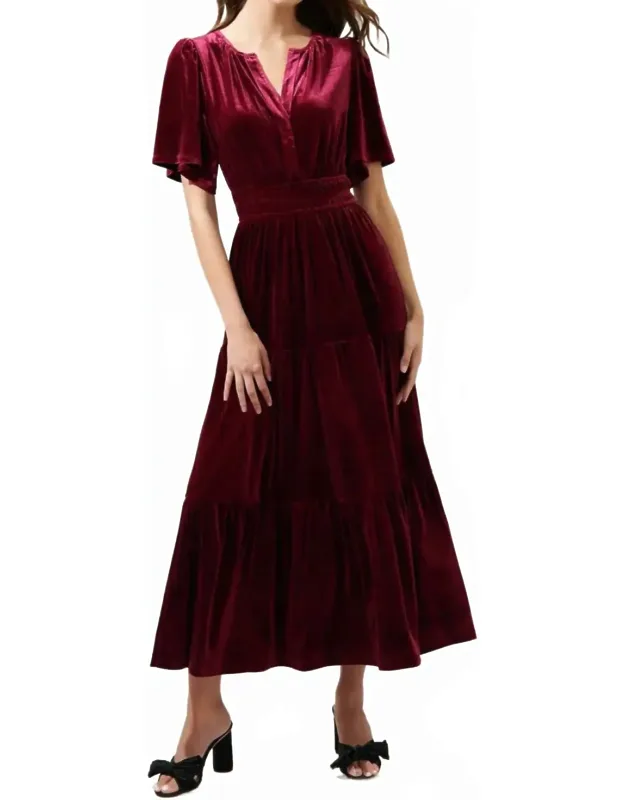 Velvet Tiered Maxi Dress