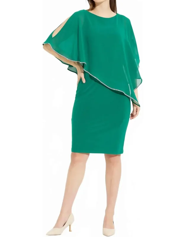Ruched Cape Dress