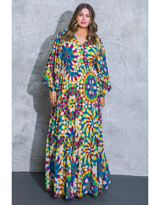 Everything I Love Woven Maxi Dress With Smocked Cuffs And Ruffled Hemline