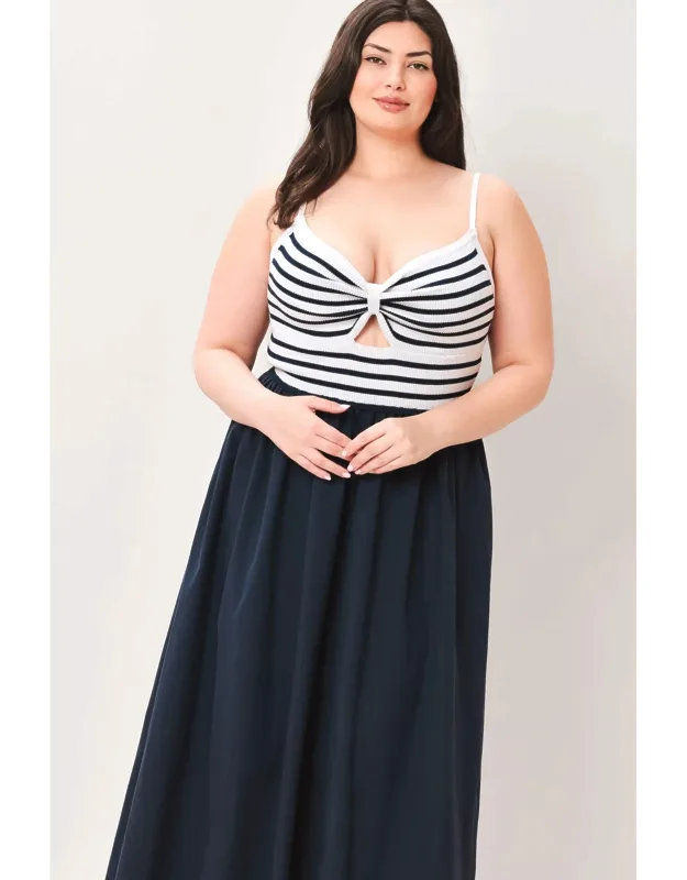 Paris Stripe Cutout Midi Dress