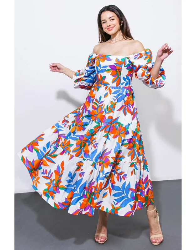 Feeling Optimistic Midi Dress With Long Sleeves And Tiered Skirt