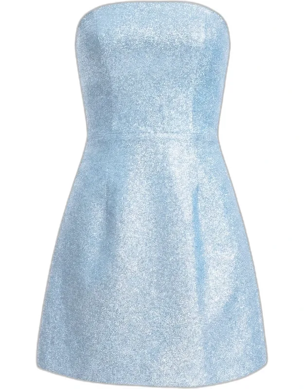 Strapless Metallic Lame Mini Dress