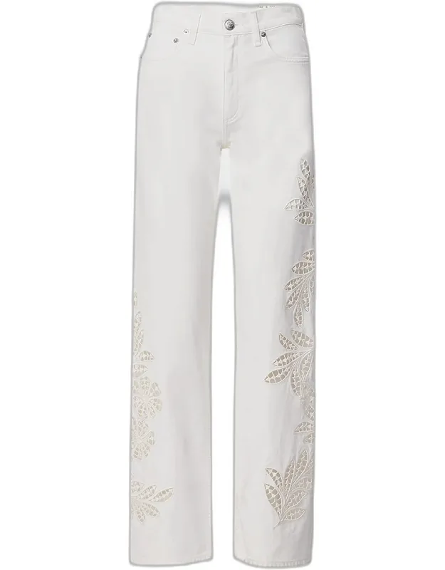 Embroidered Relaxed Straight Jeans