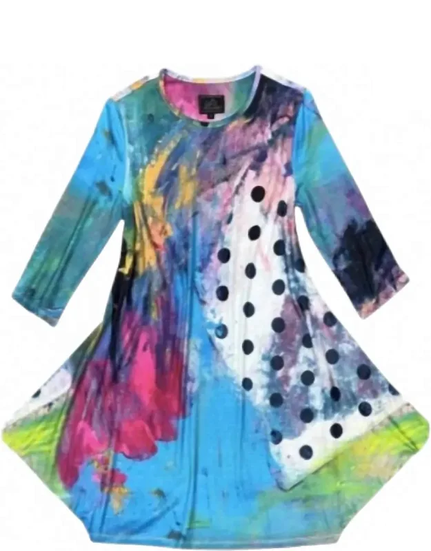 3/4 Sleeve Dress With Side Wings