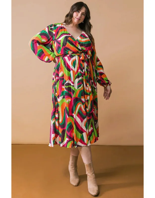 Plisse Midi Dress