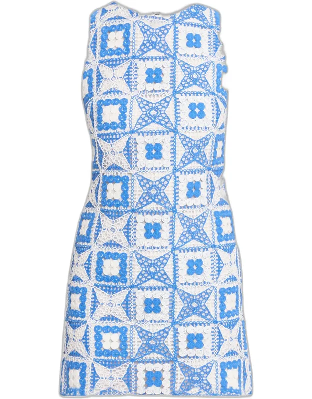 Geometric Crochet Mini Dress