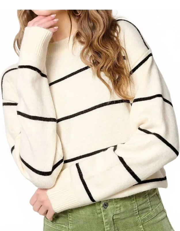 Loose Fit Stripe Long Sleeve Crew Sweater