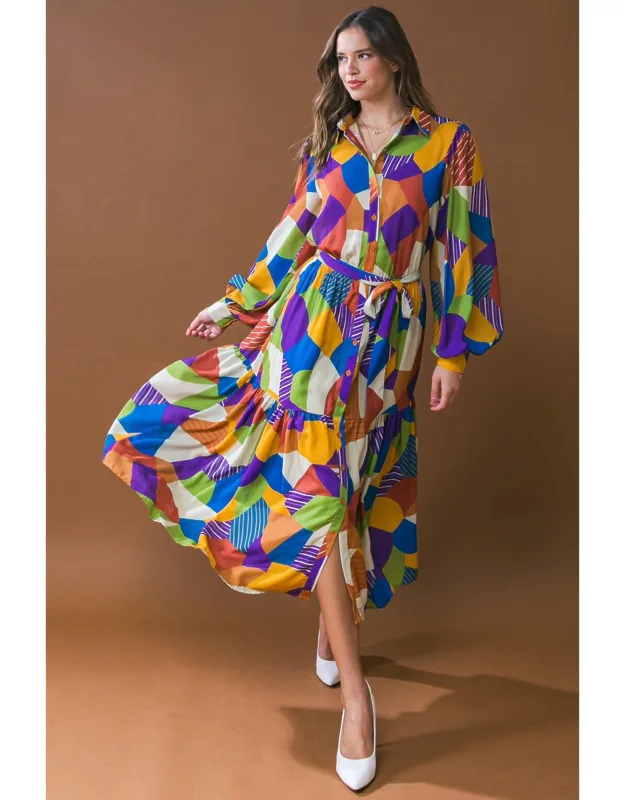 Remarkable Flair Midi Dress With Printed Woven Design
