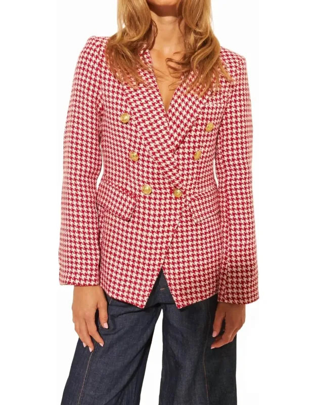 Cherry Houndstooth Blazer