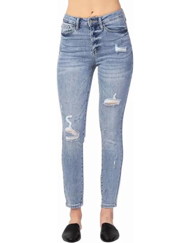 High Rise Destroyed Skinny Jeans