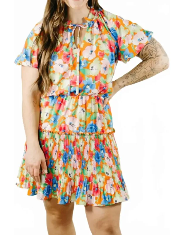 Sketched Floral Flutter Dress