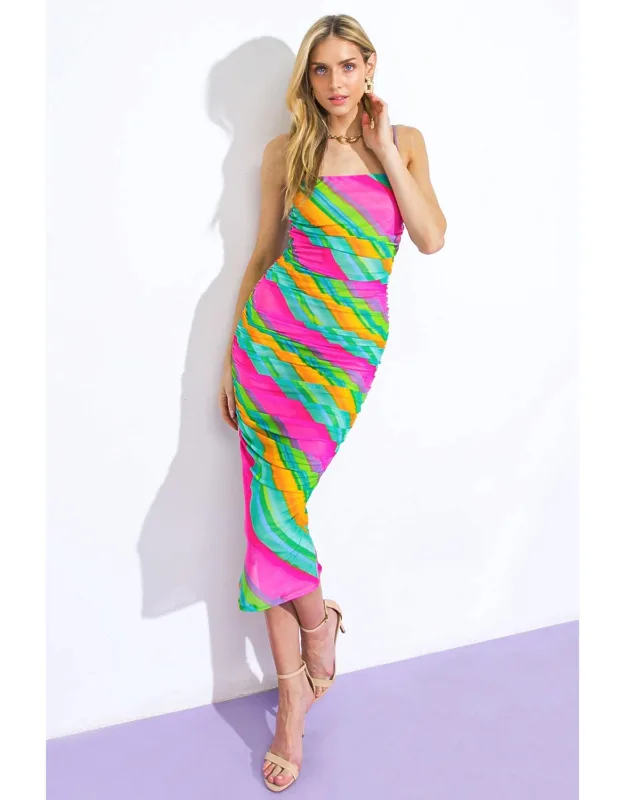 Desirable Destinations Mesh Midi Dress
