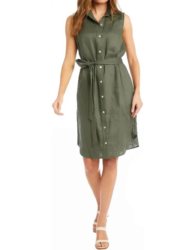 Olena Sleeveless Button-down Shirtdress