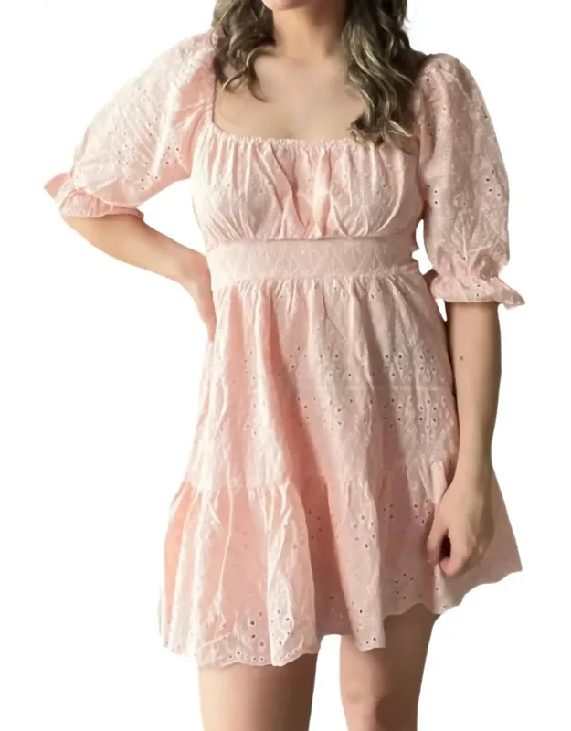 Bow Detail Eyelet Mini Dress