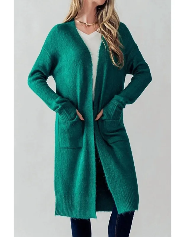 Fuzzy Knit Longline Cardigan
