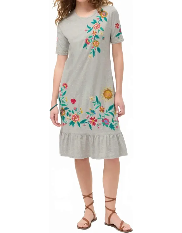 Ruffle Hem Knit Midi Dress