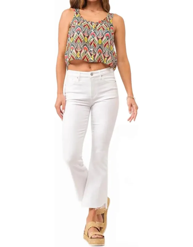 Mid Rise Cropped Flare Jeans