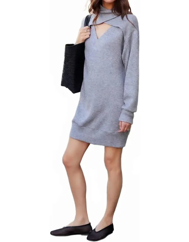 Cutout Turtleneck Mini Sweater Dress